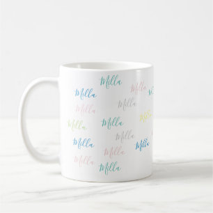 very simple & pale pattern of handwritten names coffee mug