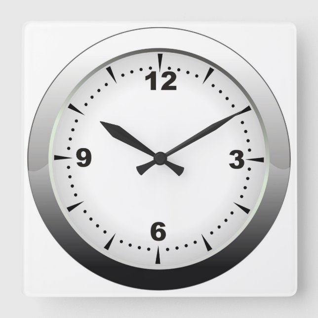 Very Simple Simulated Metal Frame Wall Clock (Front)