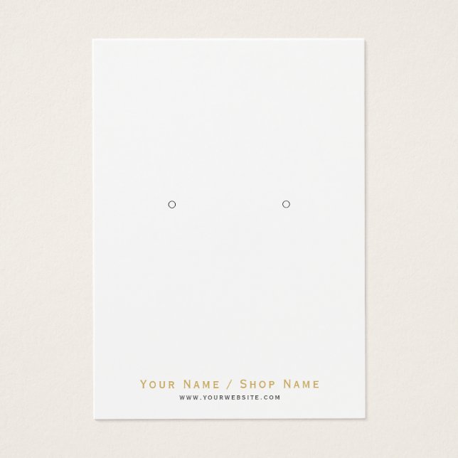Very Simple white and gold earring display card (Front)
