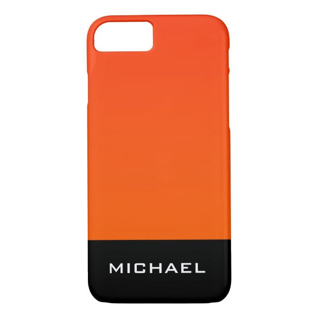 Very Sleek and Modern Monogram Orange and Black Case-Mate iPhone Case (Back)