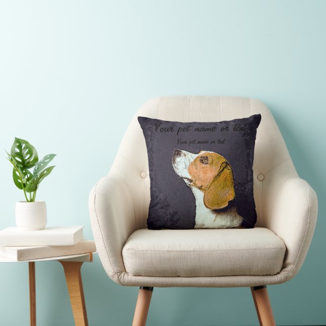 Very Smart Beagle Dog Throw Pillow (Chair)