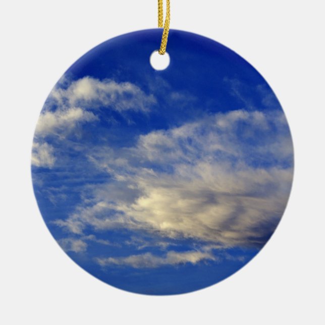 Very structured cloud in a beautiful blue sky ceramic ornament (Front)
