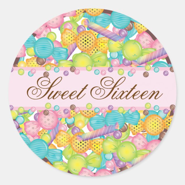 Very Sweet Colourful Candy Collection Birthday Classic Round Sticker (Front)