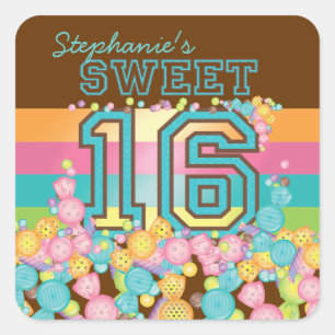 Very Sweet Colourful Candy Collection Birthday Square Sticker