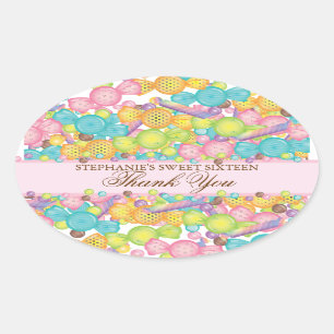 Very Sweet Colourful Candy Sweet 16 Favour Sticker