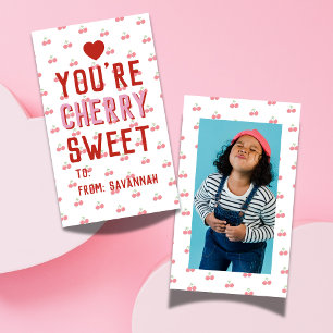 Very Sweet Red Cherry Valentine's Classroom Card