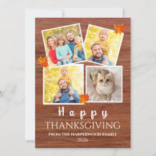 Very Thankful   Fall thanksgiving family 4 photo H Holiday Card