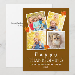 Very Thankful Fall thanksgiving family 4 photo Holiday Card