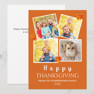 Very Thankful   Fall thanksgiving family 4 photo Holiday Card