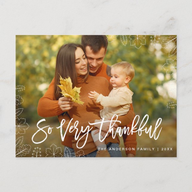 very thankful | family Thanksgiving Postcard (Front)