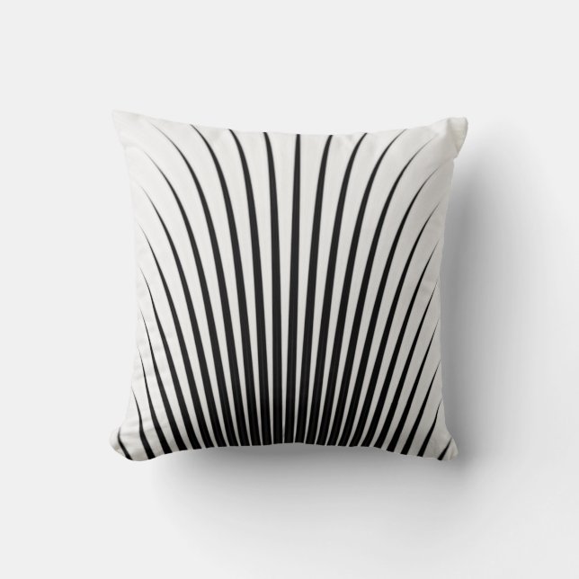 Very Unique Black White Silver Grey Stripe Pattern Throw Pillow (Front)
