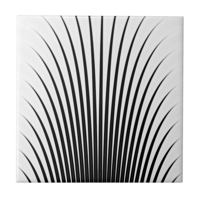 Very Unique Black White Silver Grey Stripe Pattern Tile (Front)