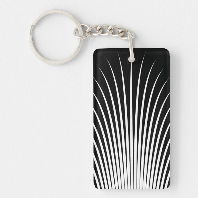 Very Unique Black White Stripe Pattern Keychain (Front)