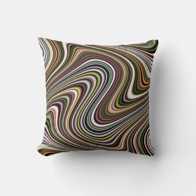 Very Unique Multi-Colour Curvy Line Pattern Throw Pillow (Front)