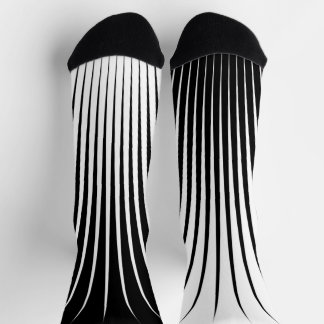 Very Unique White and Black Stripe Pattern Socks