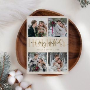 Very Wedded Holiday Newlywed Multi Photo Cream Card