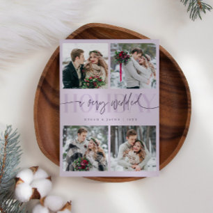 Very Wedded Holiday Newlywed Multi Photo Purple Card