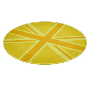 Very Yellow Union Jack British Flag Cutting Board