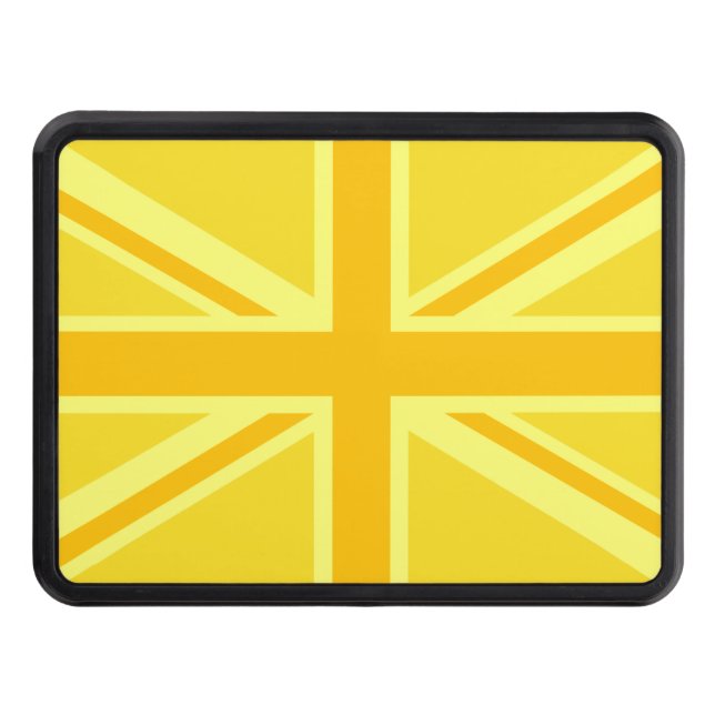 Very Yellow Union Jack British Flag Trailer Hitch Cover (Front)