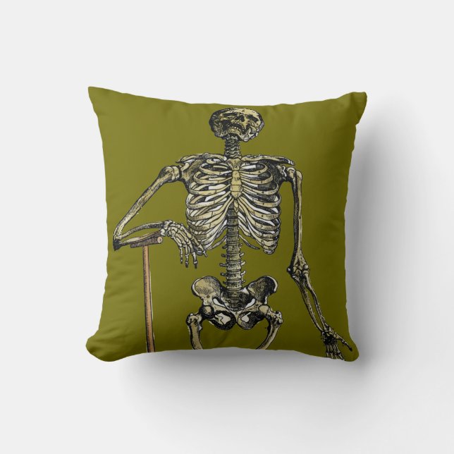 Vesalius: Skeletal System Throw Pillow (Front)