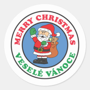 Vesele Vanoce Czech Christmas Santa Classic Round Sticker