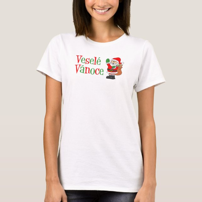 Vesele Vanoce Czech Christmas Santa T-Shirt (Front)