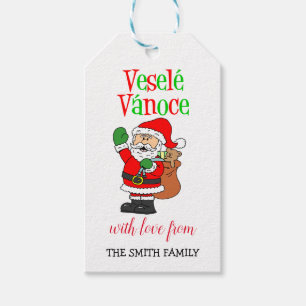 Vesele Vanoce Czech Santa Personalized Family Gift Tags