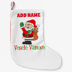 Vesele Vanoce Personalized Name Czech Small Christmas Stocking