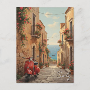 Vespa in Sicily Italy Postcard