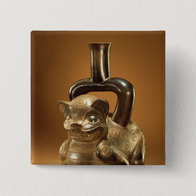 Vessel with puma, Chavin Culture, c.90 BC 2 Inch Square Button (Front)