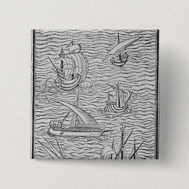 Vessels of Early Spanish Navigators 2 Inch Square Button (Front)