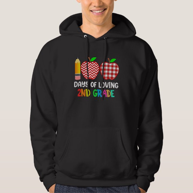 Veste À Capuche 100 Days of Loving 2nd Grade Second Grade Teacher  (Devant)