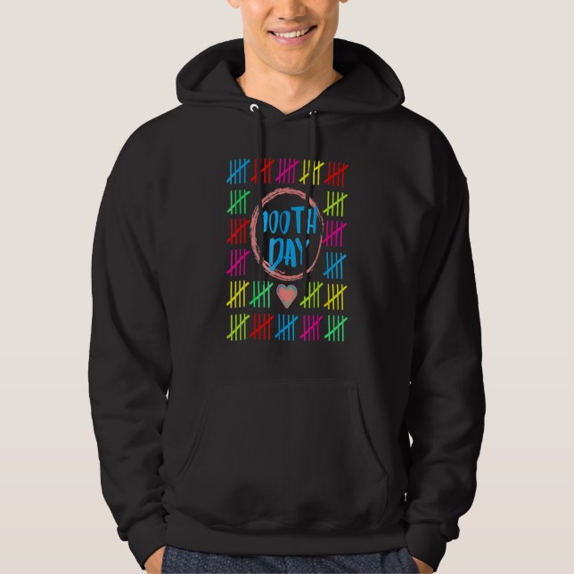 Veste À Capuche 100 Days Smarter Counting Tally Marks 100Th Day Of (Devant)