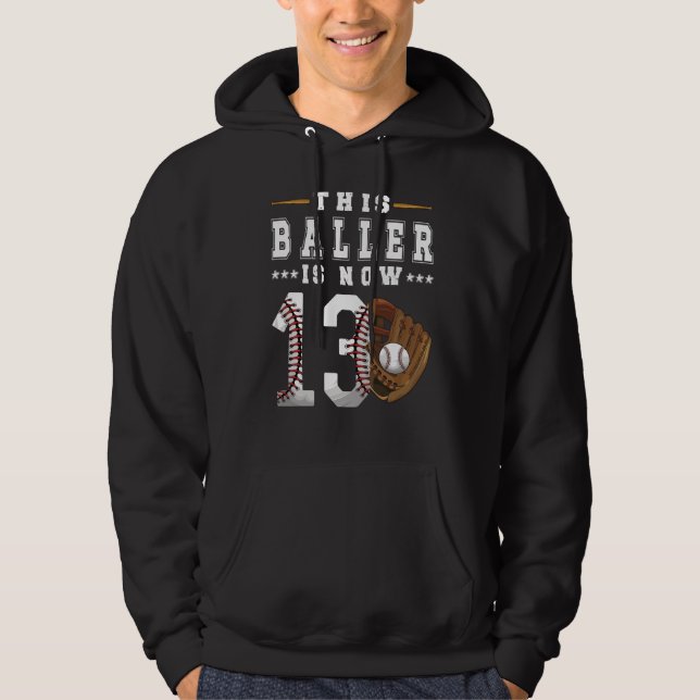 Veste À Capuche 13e anniversaire Gift Joueur de baseball 13 ans Ga (Devant)