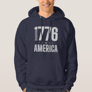 Veste À Capuche 1776 Amérique historique liberté typographie blanc
