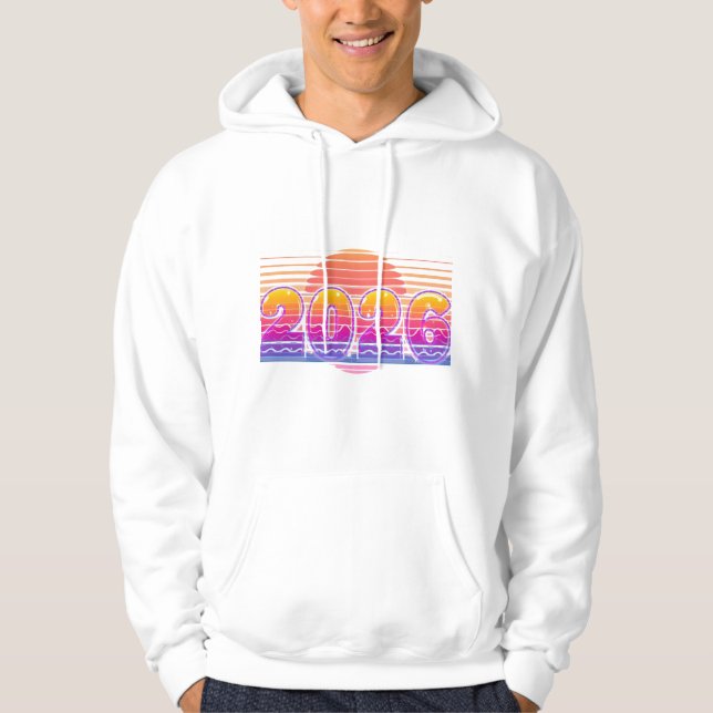 Veste À Capuche 2026 Funky Retro Illustration – Sunset Stripes  (Devant)