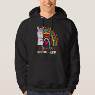 Veste À Capuche 5e Grade No Prob Llama Teacher Rainbow Back To Sc