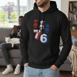 Veste À Capuche ​76 Patriotic American Skulls Vintage 1776 Hoodie
