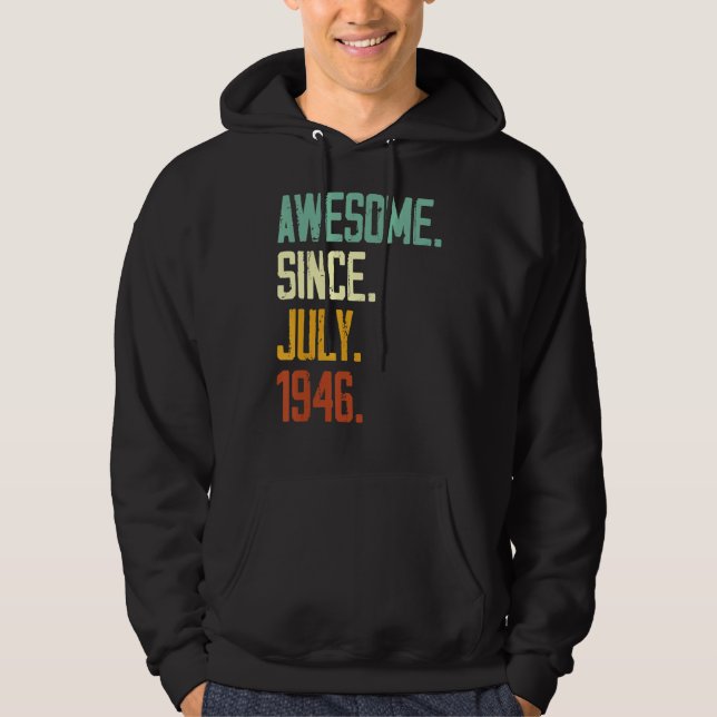 Veste À Capuche 76e anniversaire stupéfiant depuis juillet 1946 76 (Devant)