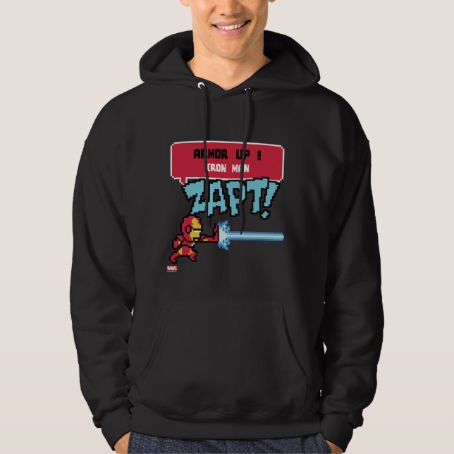 Veste À Capuche 8Bit Iron Man Attaque - Armure Up ! (Devant)
