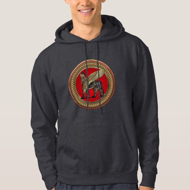 Veste À Capuche [900] Lion ailé assyrien : Or et Lamassu noir (Devant)