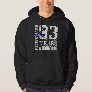 Veste À Capuche 93 ans Survivant Je porte le ruban pourpre Alzheim