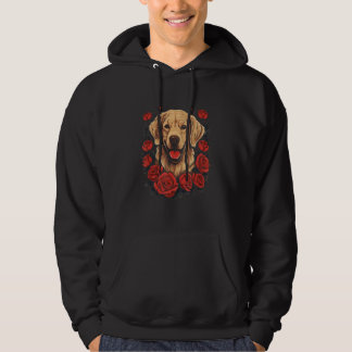 Veste À Capuche A Golden Retriever surrounded with red Roses, illu