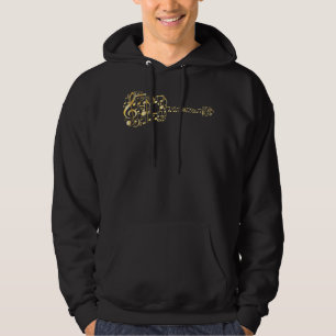 Veste À Capuche Abstract Acoustic Guitar - Gold Music Notes - Crea
