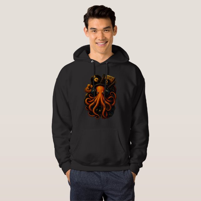 Veste À Capuche Abyss Kraken – Glowing Steampunk Octopus Hoodie (Devant entier)