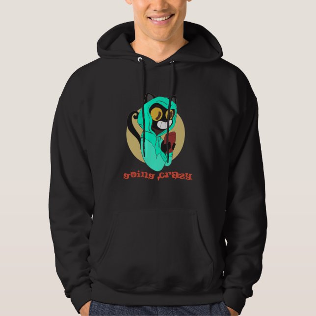 Veste À Capuche Ado design devenir fou noir hommes (Devant)