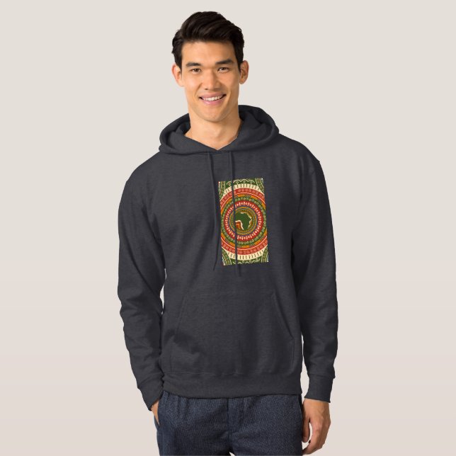 Veste À Capuche Afrocentric Dark Grey Hommes de base (Devant entier)