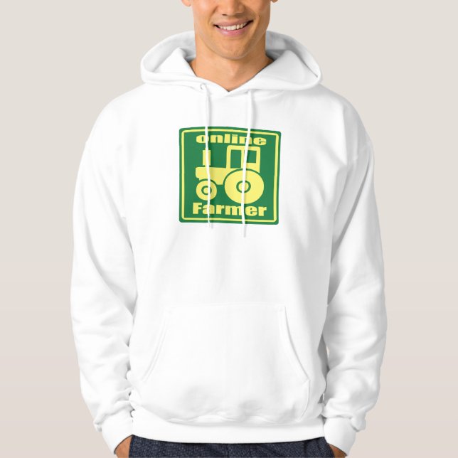Veste À Capuche agriculteur en ligne de tracteur vert (Devant)