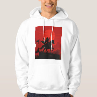 Veste À Capuche AI Guerrier Esprit – Silhouette de Soleil Rouge Gr