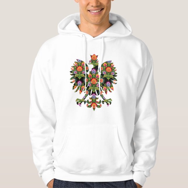Veste À Capuche Aigle polonais Pologne Emblème Wycinanki, Polonais (Devant)